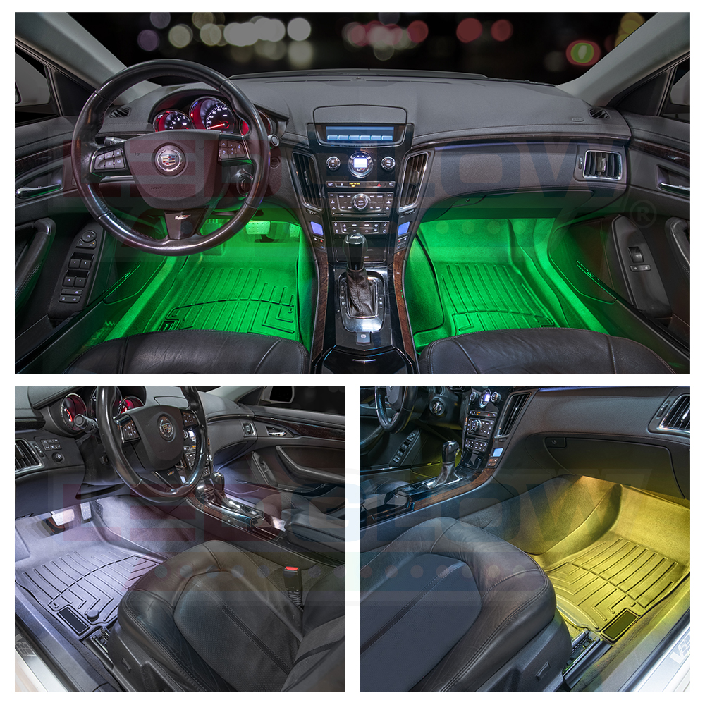 NEW! LEDGLOW 4pc 7 COLOR LED INTERIOR LIGHT KIT for ALL CARS w ACCENT